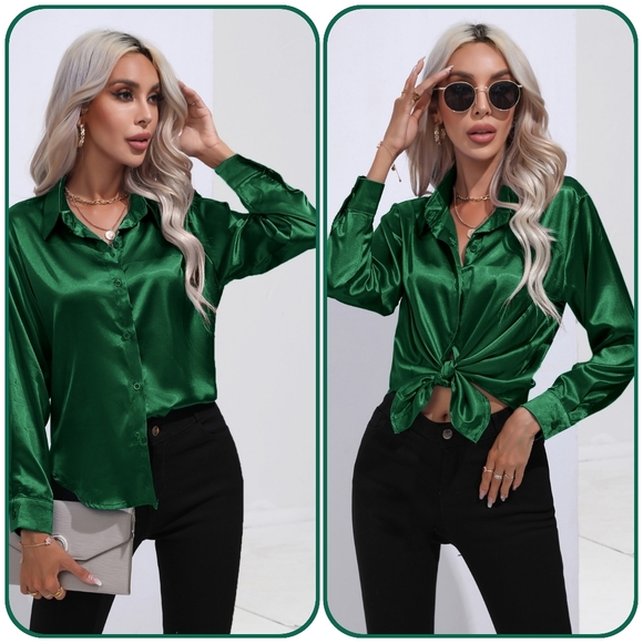 Golden Collared Neck Buttoned Long Sleeve Shirt - Picture 9 of 16